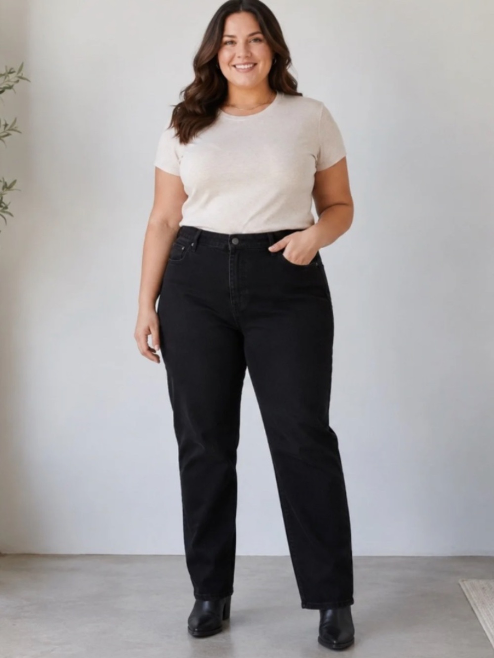 Lee Relaxed Fit Straight Leg High Rise Women’s 16 Long Jeans in Black